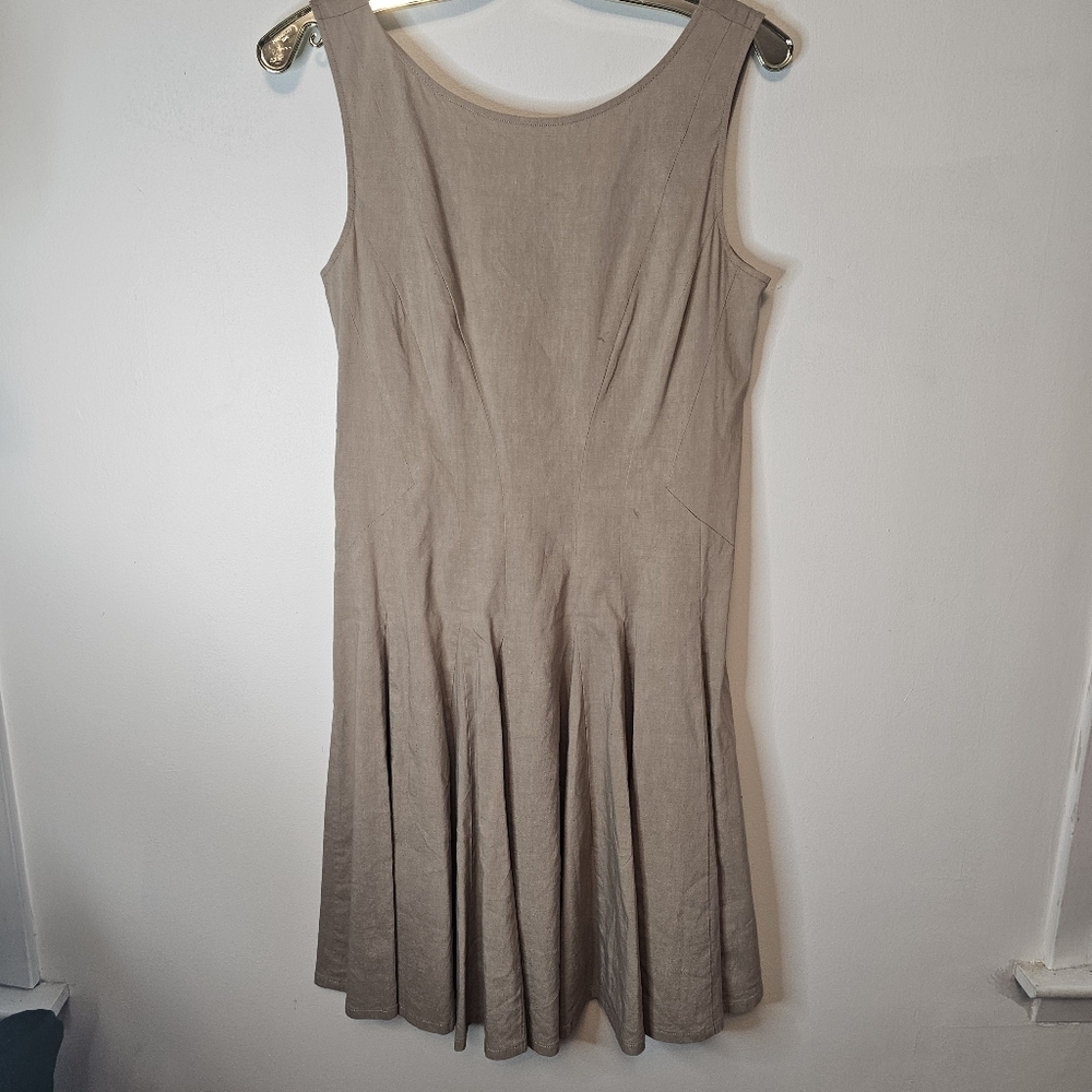 NWT Theory Kaien W Beige Linen Blend Fit & Flare Mini Dress Size 6 - Picture 2 of 14